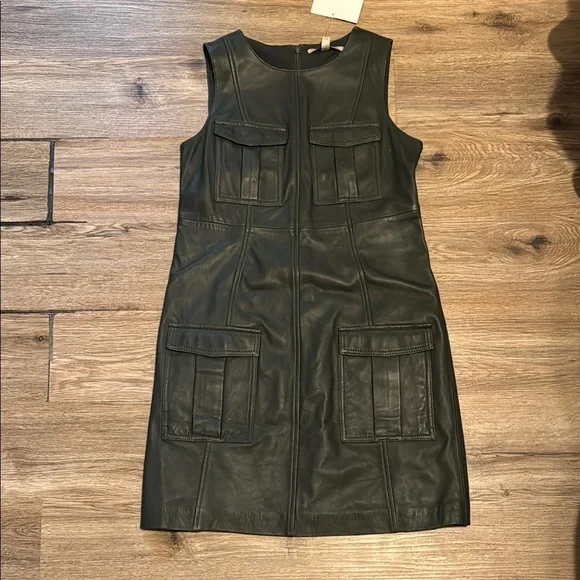 Banana Republic Heritage Collection Green Leather Dress Size 4 - Picture 1 of 8